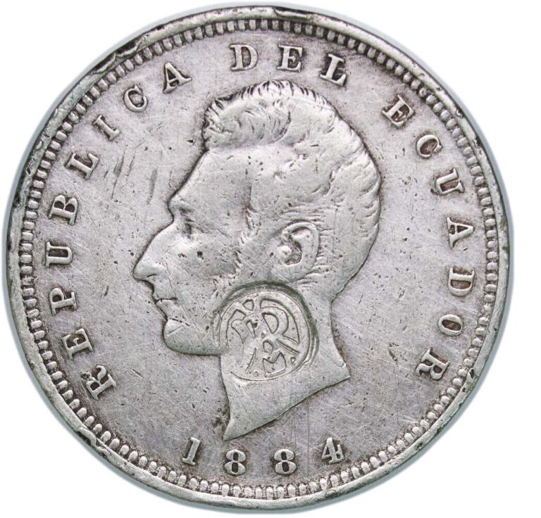 Read more about the article 1 Sucre 1884 HEATON Rare Countermarked Coins “R A” Galapagos silver