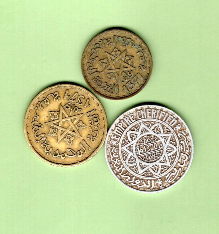 Read more about the article MOROCCO – THREE BEAUTIFUL HISTORICAL COINS: 5  10 and 20 FRANCS  1951-1952