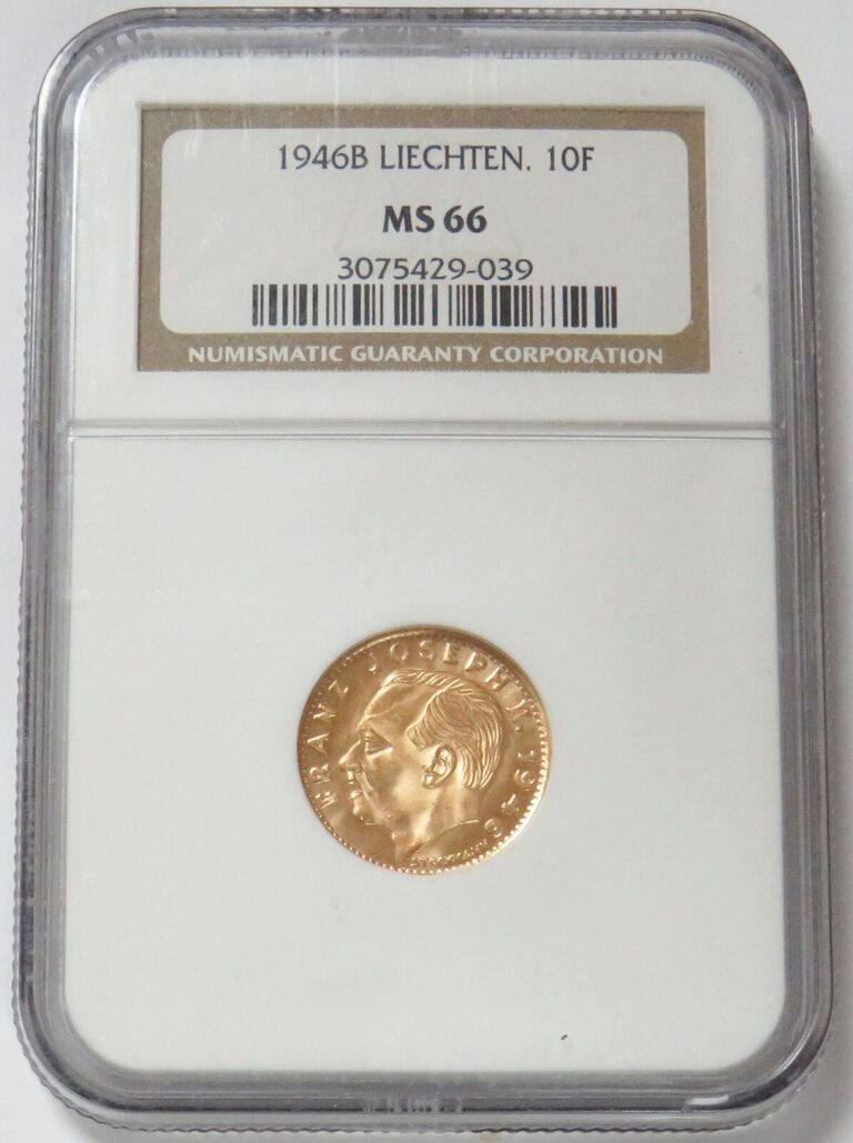 Read more about the article 1946 B GOLD LIECHTENSTEIN 10 FRANKEN COIN NGC MINT STATE 66