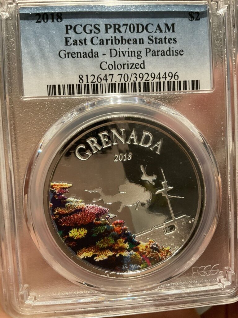 Read more about the article 2018 Grenada EC8 Diving Paradise 1 oz Color Proof Silver Coin PCGS PR70 DCAM