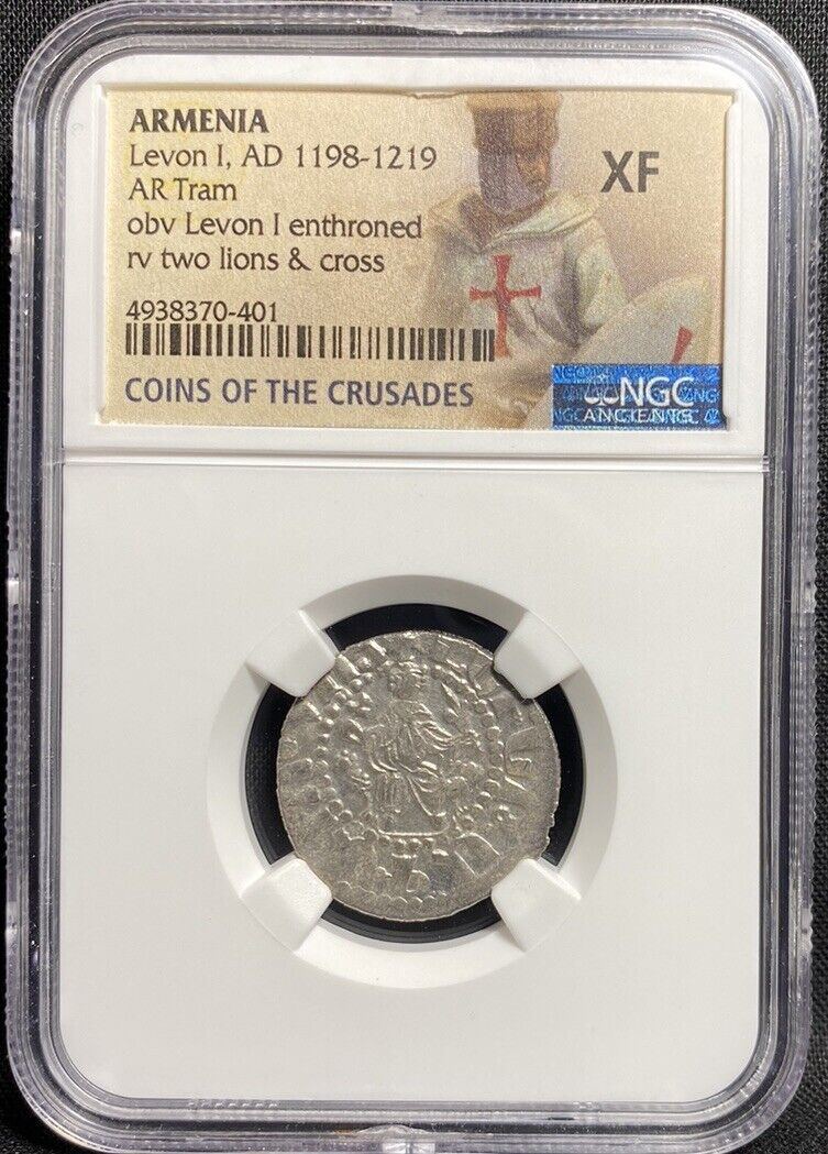 Read more about the article ARMENIA 1198-1219 AD Levon I Silver Tram Knights Templar Coin of Crusades NGC XF