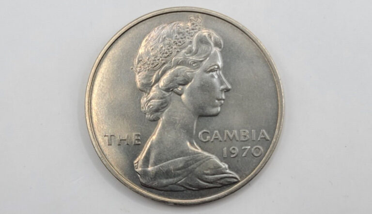 Read more about the article AU 1970 The Gambia 8 Shillings Coin – KM# 7; Schön# 7