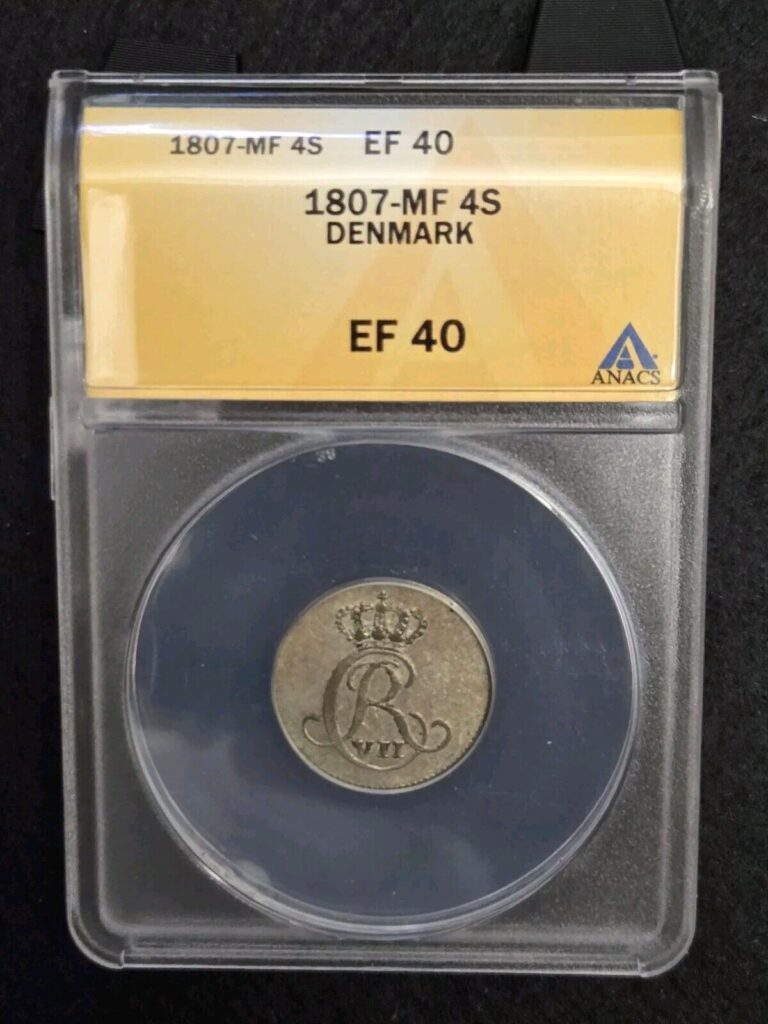 Read more about the article 1807 Silver Denmark 4 Skilling – ANACS EF 40 – Extremely Fine