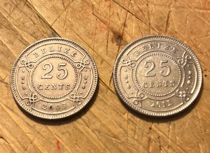 Read more about the article Lot of 2 – Belize 25 Cents – 2003  2012 – Coin Queen Elizabeth II