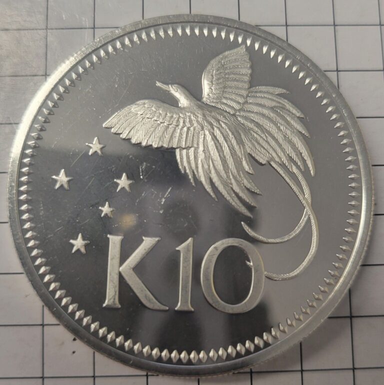 Read more about the article 1975 Papua New Guinea Ten Kina Proof Coin. Sterling Silver.