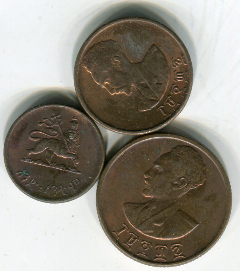 Read more about the article Ethiopia  lot of (3) vintage copper  coins     lotjul4219