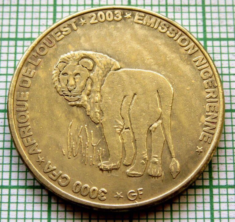 Read more about the article NIGER 2003 2 AFRICA or 3000 CFA COIN  LION and ELEPHANT HEAD corrosion / discolour