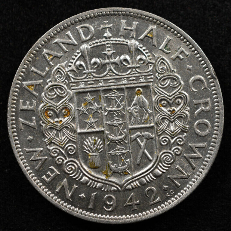 Read more about the article New Zealand 1/2 Crown 1942  Coin  Silver  Inv#E572