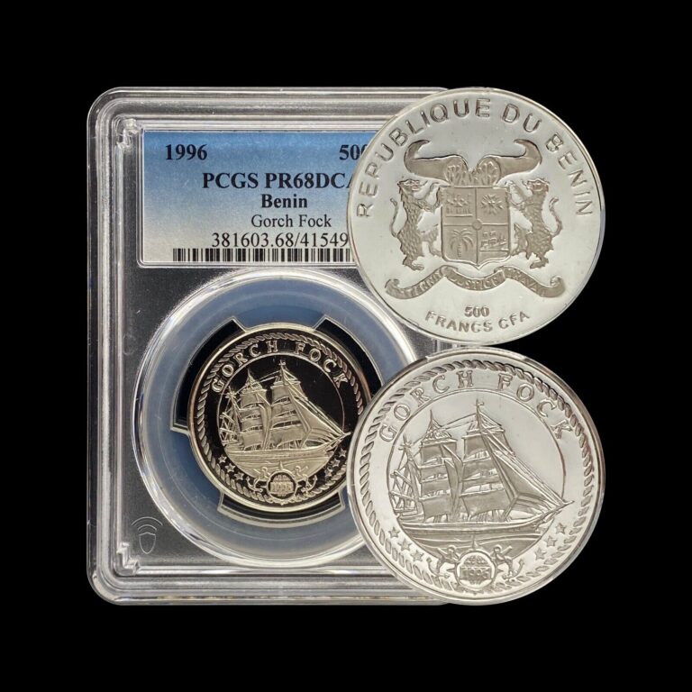 Read more about the article BENIN. 1996  500 Francs  Silver – PCGS PR68 – Gorch Fock  RARE