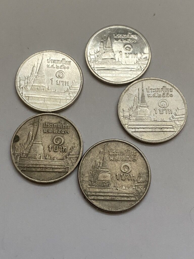 Read more about the article 5 One Baht Coins Thailand Mixed Dates 1 Baht