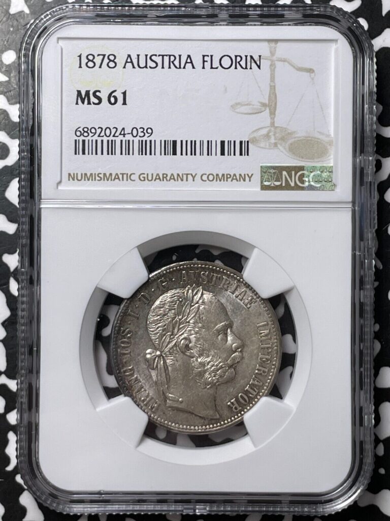 Read more about the article 1878 Austria 1 Florin NGC MS61 Lot#G7645 Silver! Nice UNC!