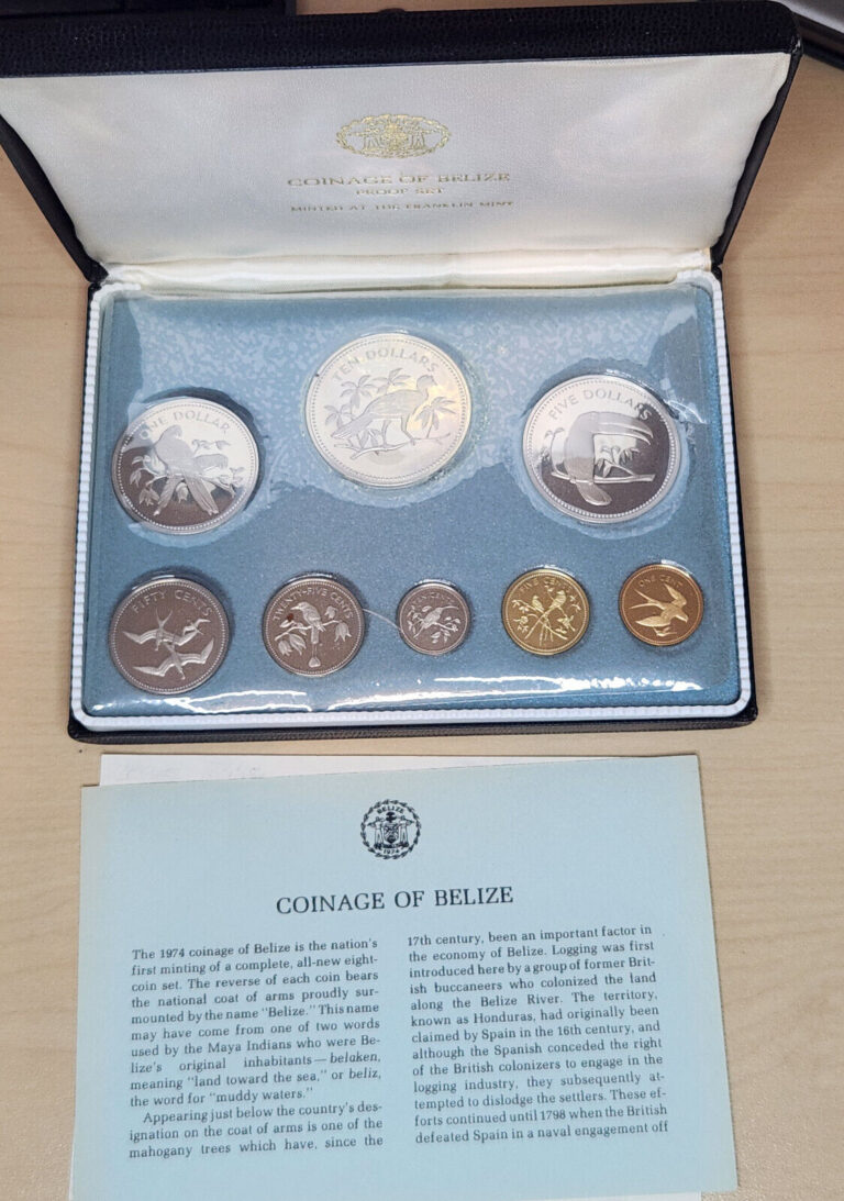 Read more about the article 1974 Belize Proof Set  8 Coins w/certificate