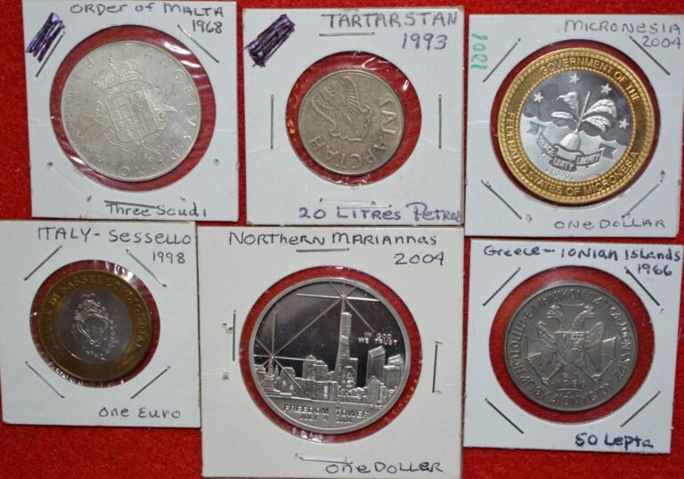 Read more about the article Unusual World Coins-Lot 0f 6-Tartarstan  Micronesia  and more- REVISED-#1001