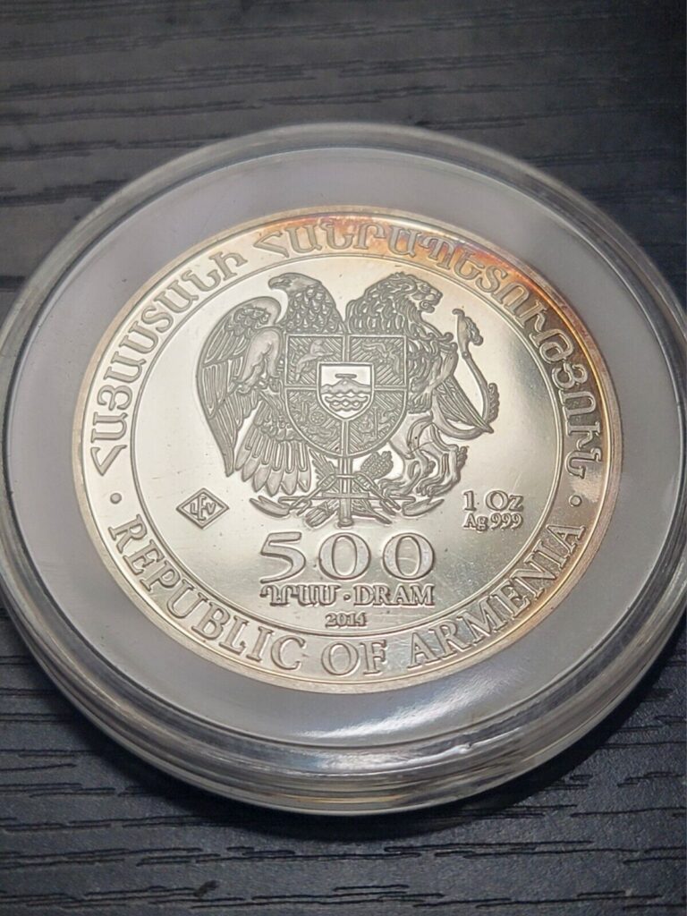 Read more about the article 2014 1 oz .999 Fine Silver Armenia 500 Drams Ark Coin Round BU Toned PL Bullion