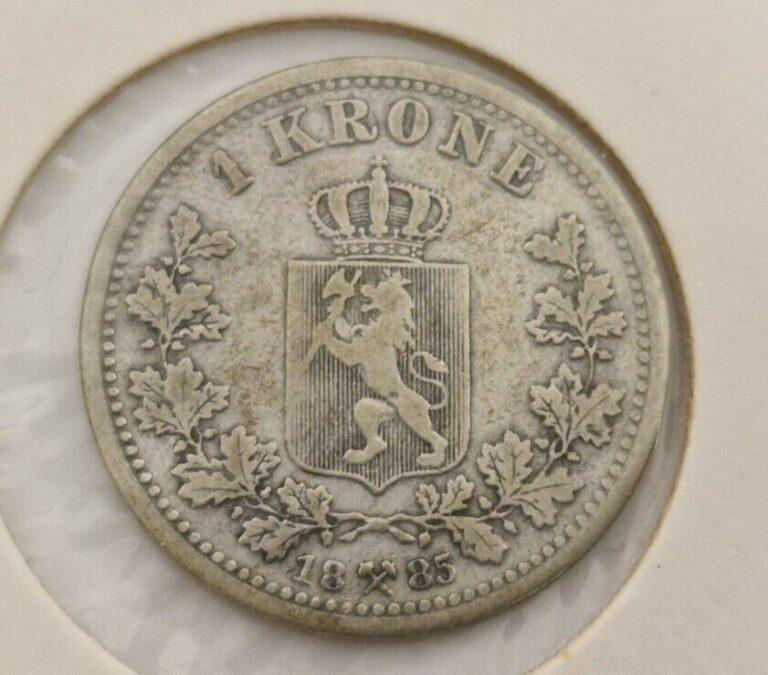 Read more about the article 1 Krone Antique Silver Coin Norway 1885 Norwegian Oscar II                    19