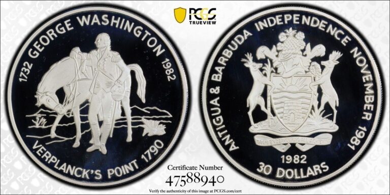 Read more about the article 1982  $30 PROOF ANTIGUA VERPLANCK’S POINT PCGS PR69 DCAM #47588940 TOP POP!