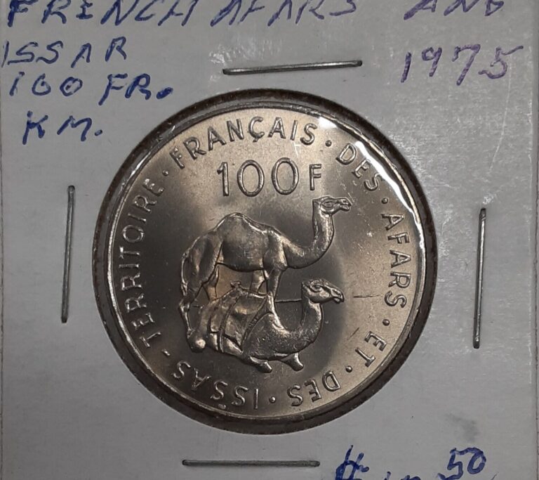 Read more about the article 1975 French Afars and Issas (Djibouti) 100 Francs Cu-Ni Coin – Marianne/Camels UNC