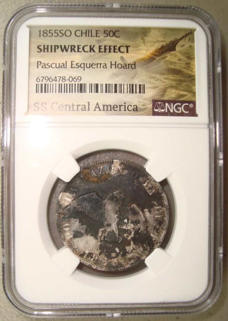 Read more about the article 1857 SS Central America Shipwreck Recovered 1855-So Chile Silver 50 Centavos NGC