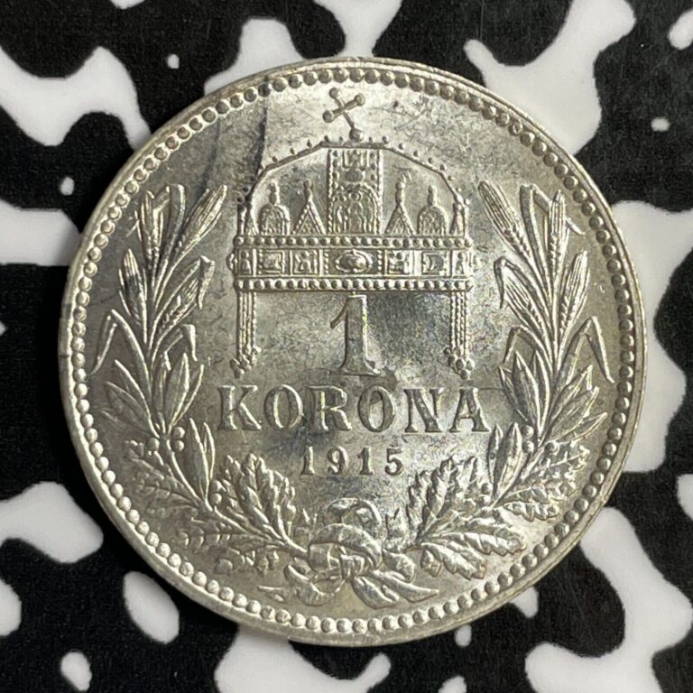 Read more about the article 1915 Hungary 1 Korona Lot#E1098 Silver! High Grade! Beautiful!