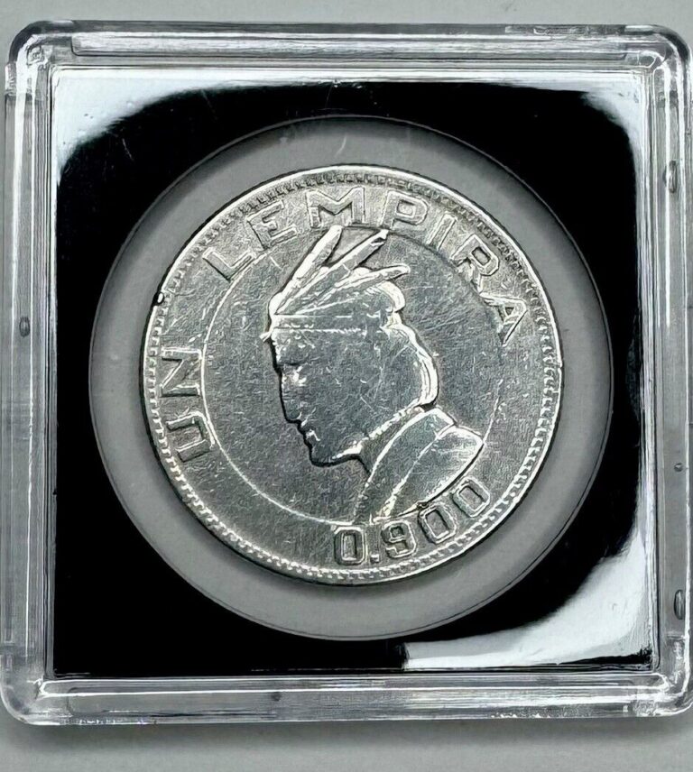 Read more about the article HONDURAS :1937 UN LEMPIRA  Lencas Leader – 0.900 SILVER COIN AU/UNC – KM#75