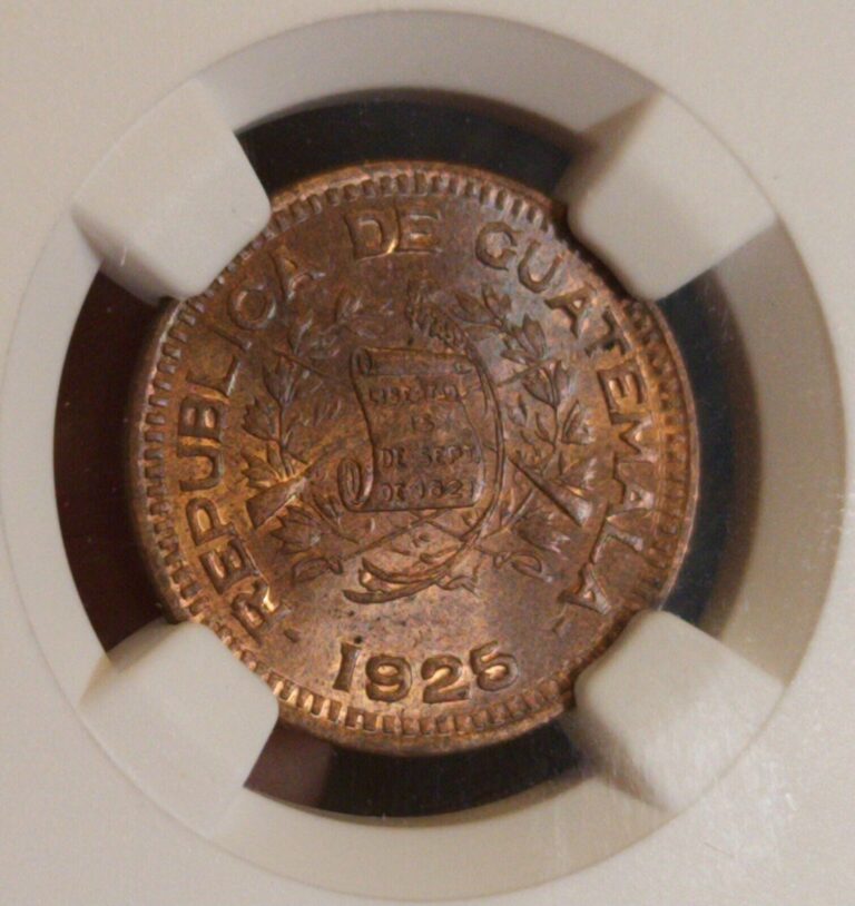 Read more about the article 1925 Guatemala Centavo MS62 RB NGC