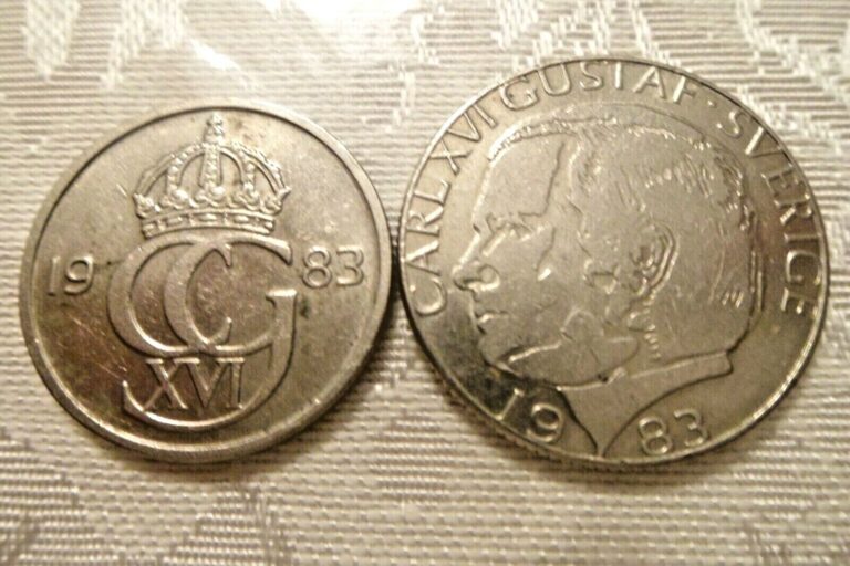 Read more about the article SWEDEN  1983 One Kronor and 50 Ore Coins – King  CARL XVI