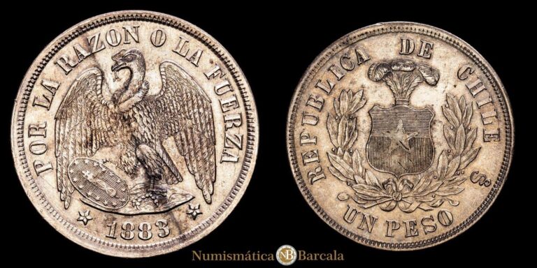 Read more about the article República de Chile 1 Peso 25 17 1883 Santiago  KM-142.1 EBC-