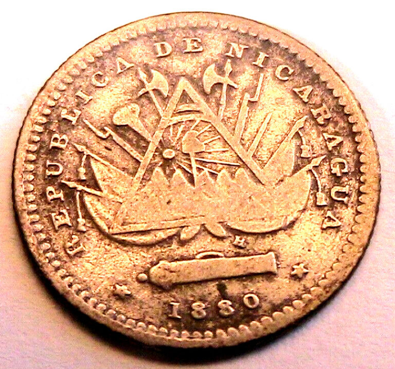 Read more about the article 1880 Nicaragua Republic 5 Centavos Original VF Central American 5Cts Silver Coin