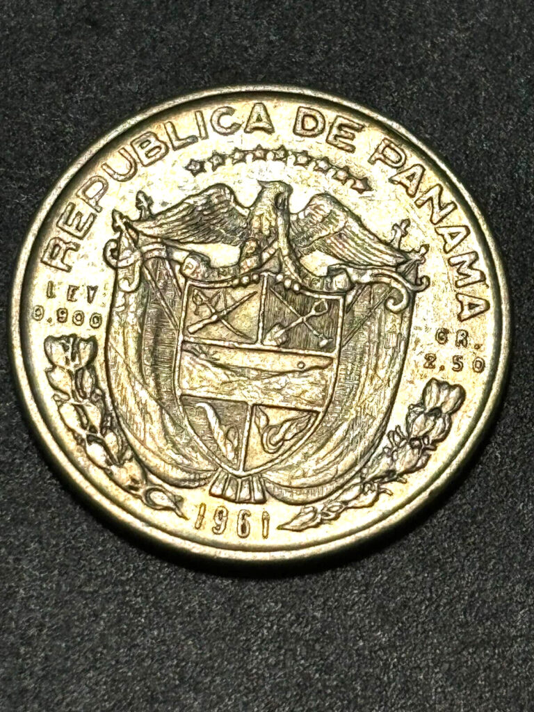 Read more about the article PANAMA 1961 1/10 BALBOA  KM24  AU  TYPE  0.900 SILVER  FREE USA SHIPPING