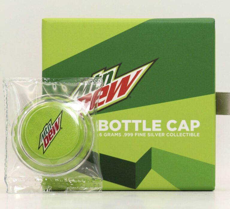 Read more about the article 2023 Mountain Dew Bottle Cap 999 Silver Chad 500 Francs 6g Coin OGP Box Mtn Dew