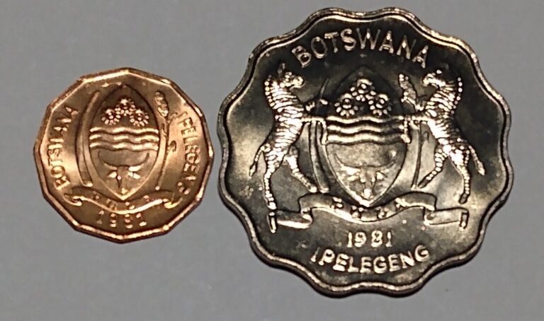 Read more about the article 1981 BOTSWANA 1 PULA and 2 THEBE (2 COINS)  COPPER NICKEL and BRONZE ZEBRA