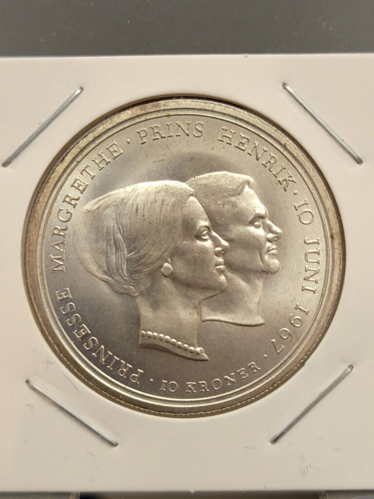 Read more about the article World Silver Coins DENMARK 10 Kroner 1967 Silver Princess Margrethe Wedding Coin