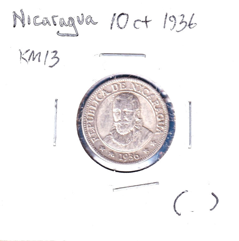 Read more about the article 1936 Nicaragua 10 Centavos (KM-13)  .0643 ASW Silver!!!