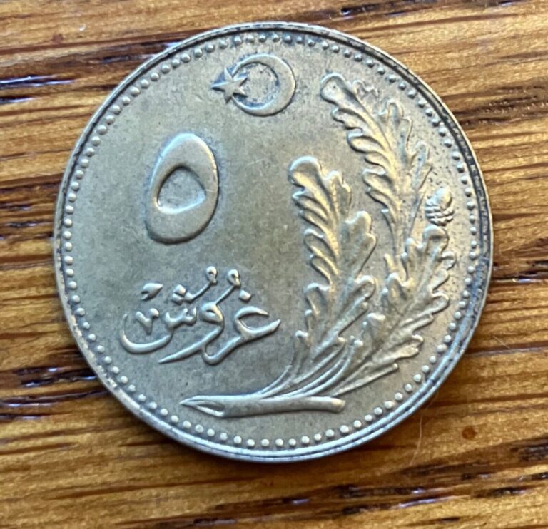 Read more about the article Vintage 1926 Turkey 5 Kurus  Obsolete Turkish Coin