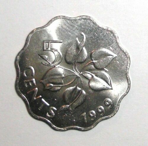 Read more about the article 1999 Swaziland 5 cents  Arum Lily  flower plant scalloped coin