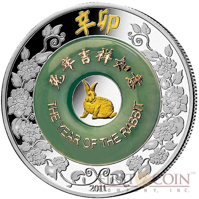 Read more about the article Laos YEAR OF THE RABBIT 2000 KIP Jade Lunar Gilded Silver Coin 2011 Proof 2 oz