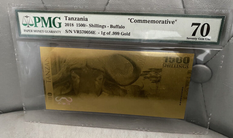 Read more about the article 2018 Tanzania Big 5 Buffalo 1g Of Gold  PMG 70