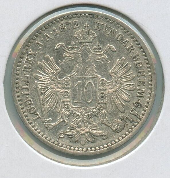 Read more about the article 1872 Austria 10 Kreuzer Silver Coin Franz Joseph I – SR761