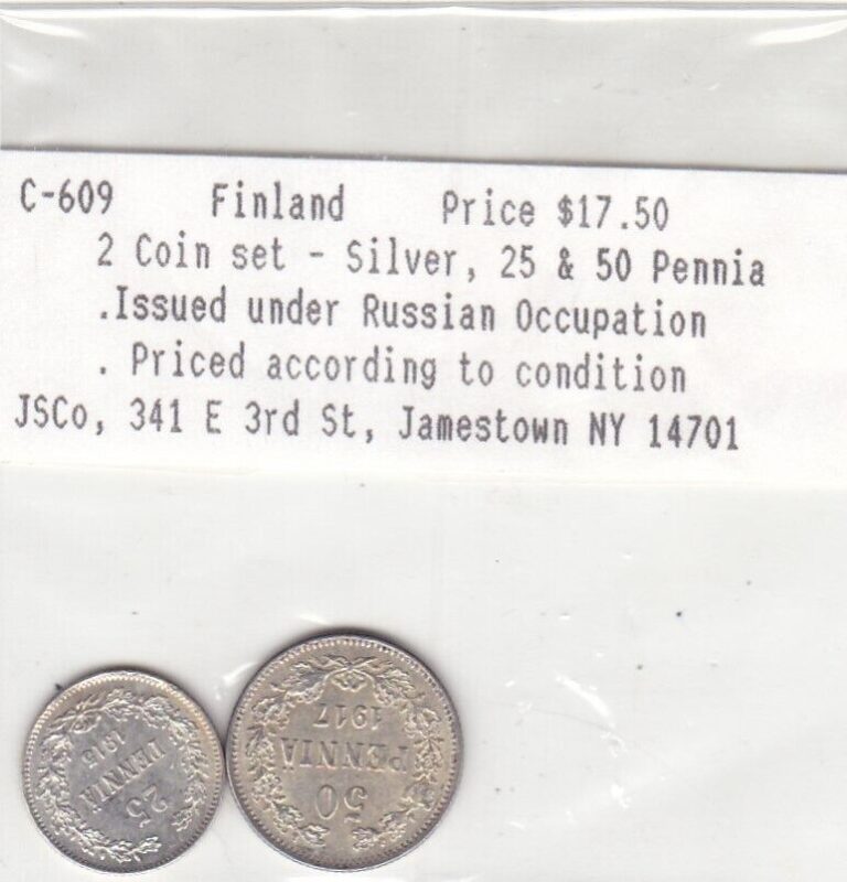 Read more about the article ✔50 Pennia+25 Pennia 1915 and 1917 Silver ancient coins Finland/Russia