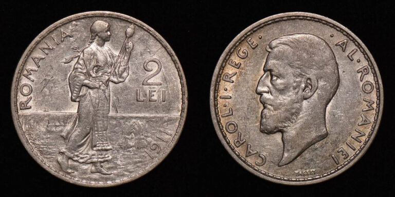 Read more about the article ROMANIA 1911 Two 2 Lei – Carol I Silver Coin KM# 43
