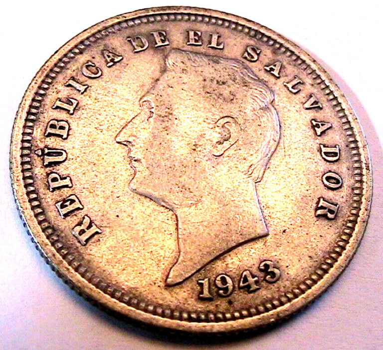 Read more about the article 1943 El Salvadore 25 Centavos VF+ Central American Scarce WWII 25C Silver Coin