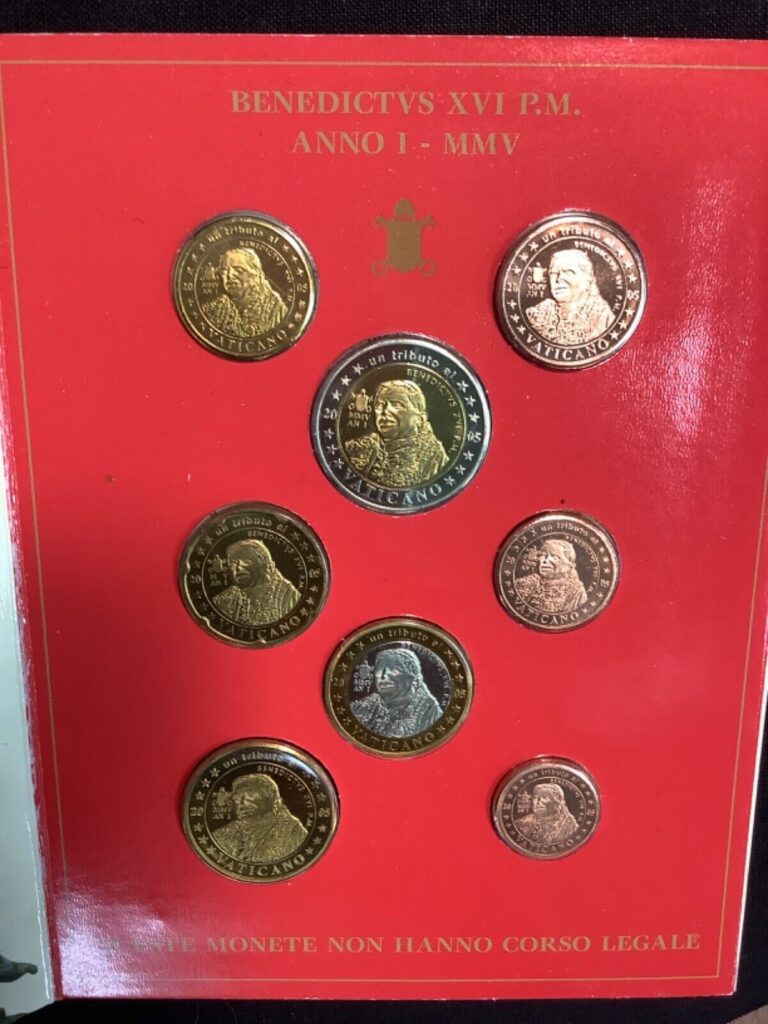 Read more about the article pope benedict xvi year 1 uncirculated vatican city coins in display case