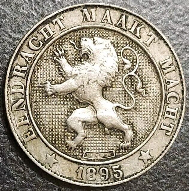 Read more about the article 1895 Belgium 5 Centimes XF Old Coin Standing Lion KM 41