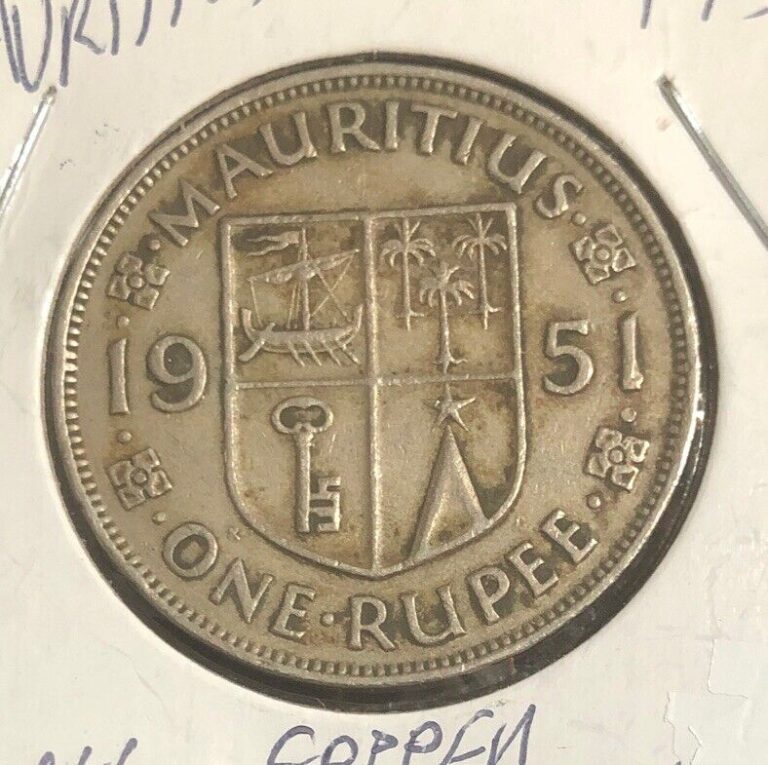 Read more about the article 1951  BRITISH MAURITIUS ONE RUPEE COPPER NICKEL COIN-29.6MM-KM#29.1