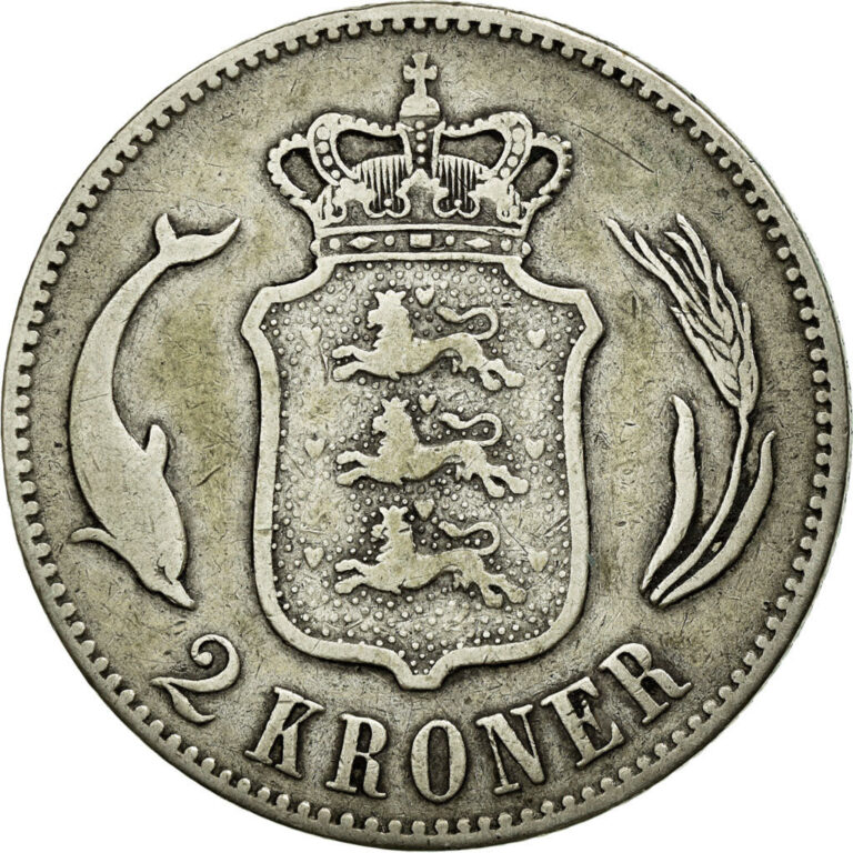 Read more about the article Denmark 2 Kroner Coin | Christian IX | Porpoise | KM798 | 1875 – 1899