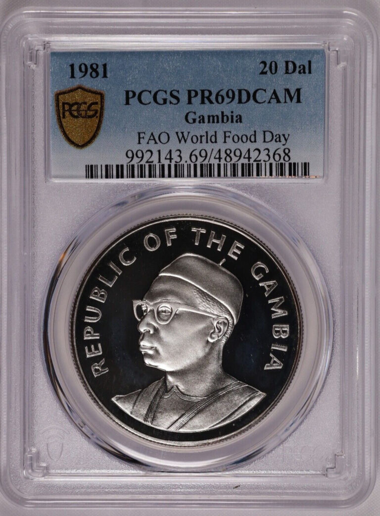 Read more about the article 1981 GAMBIA 20 DALASIS WORLD FOOD DAY F.A.O – PCGS PR 69 DCAM