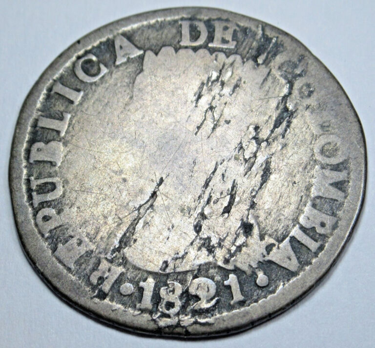 Read more about the article 1821 Lamination Error Colombia Silver 2 Reales Cundinamarca Antique Bogota Coin
