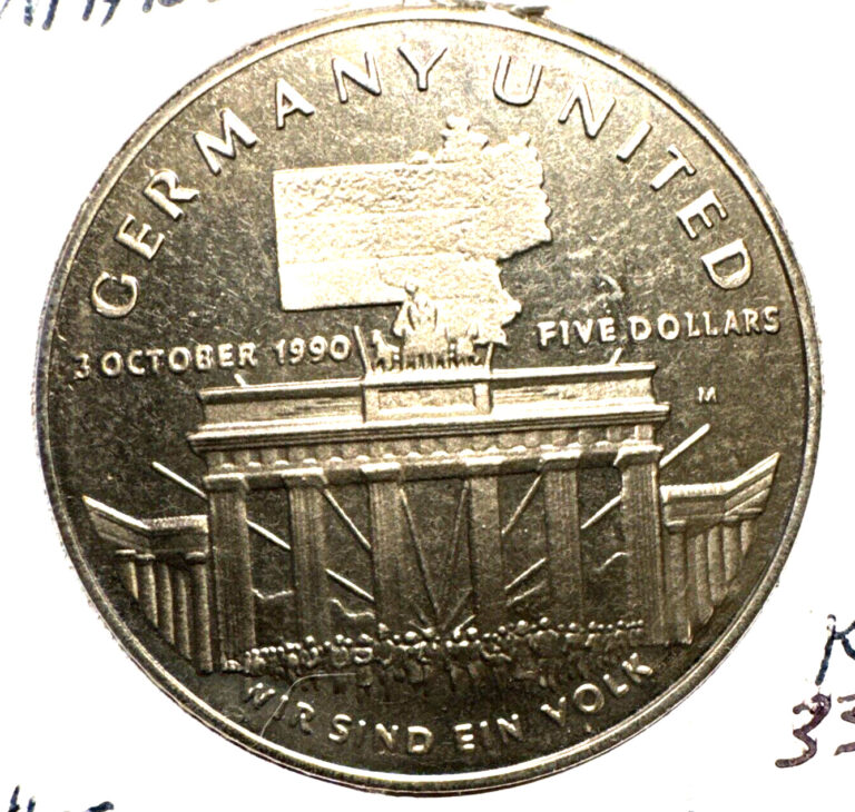 Read more about the article Marshall Islands 1990 5 dollars KM 33 BU Unification of Germany