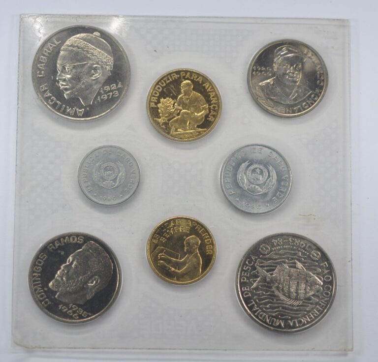 Read more about the article Cape Verde set  8 coins  1980  on original plastic with 50 escudos FAO 1974  UNC