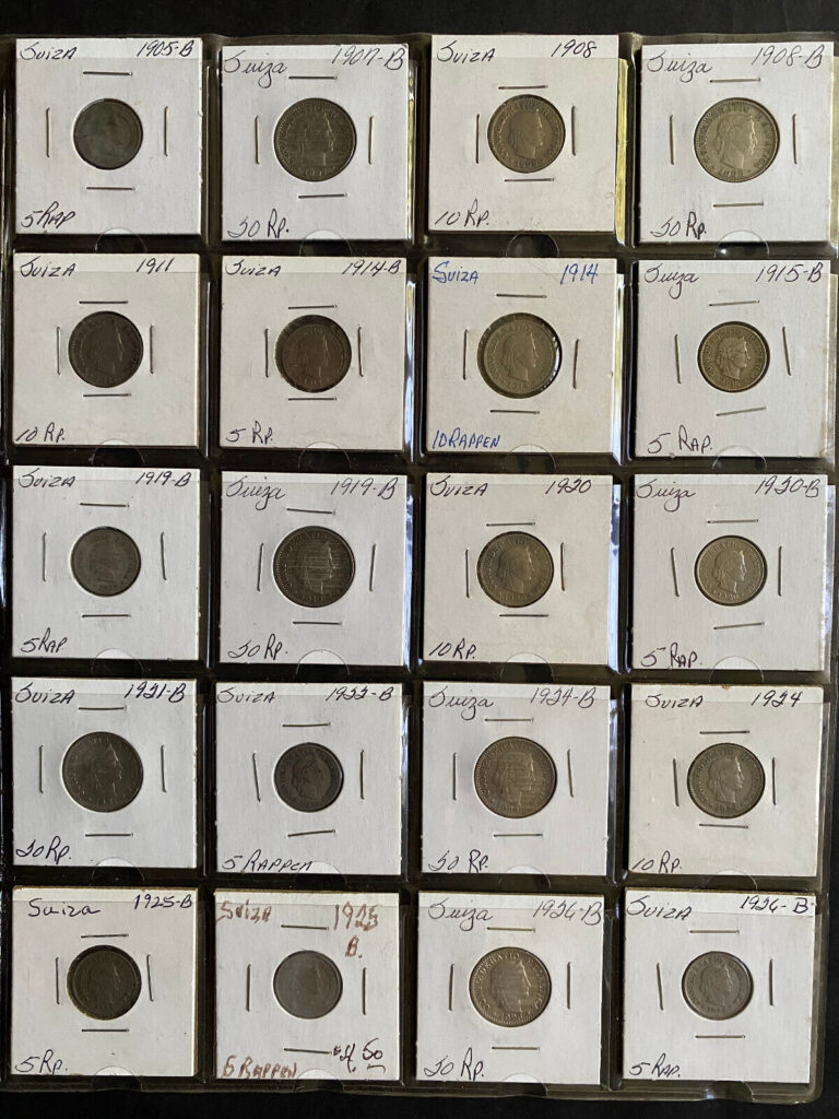 Read more about the article SWITZERLAND  ca1900-1920s  Lot of 20 coins  different denominations  circulated